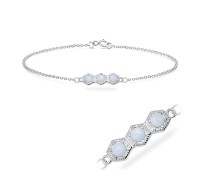 Opal on Hexagon Silver Bracelet BRS-544